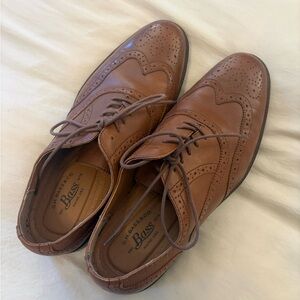 G.H. Bass & Co Brown Leather Wingtip Oxford Dress Shoes